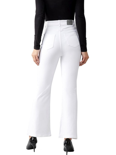 High Waisted White Button Fly Bootcut Jeans | Express