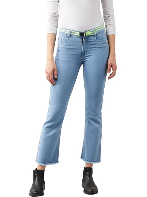Buy DOLCE CRUDO Light Blue High Rise Bootcut Jeans for Women Online @ Tata  CLiQ
