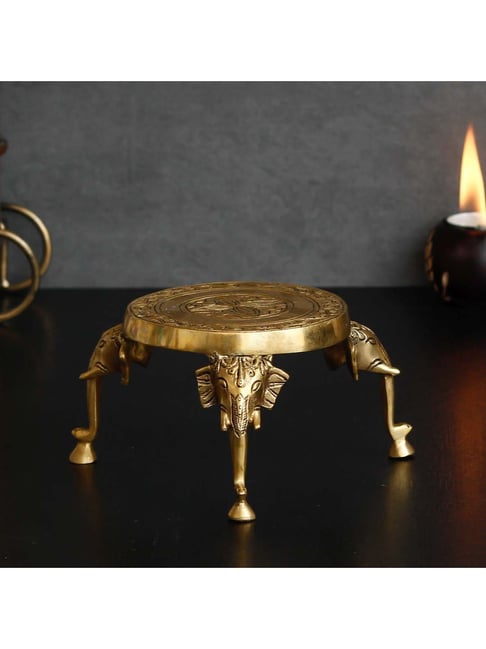 eCraftIndia Decorative Brass Stool with Elephant Design Legs-picture-24
