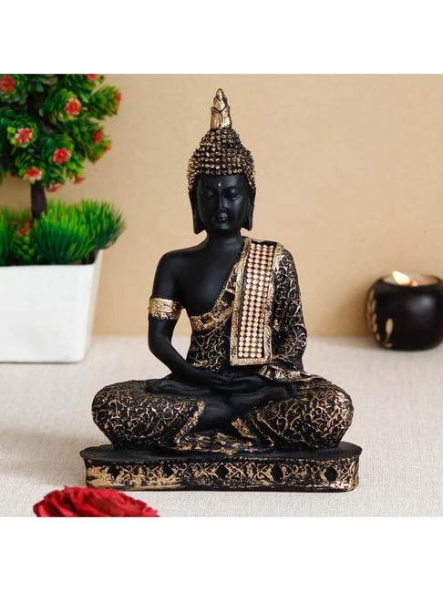 eCraftIndia Black and Golden Meditating Lord Buddha Handcrafted Decorative Showpiece-picture-31