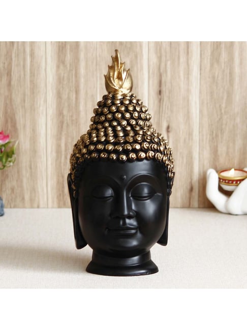 eCraftIndia Black & Gold Buddha Head Handcrafted Polyresin Statue-picture-37