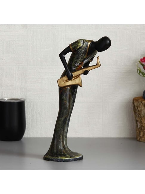 eCraftIndia Lady Playing Saxophone Musical Instrument Antique Finish Handcrafted Decorative Polyresin Showpiece-picture-14