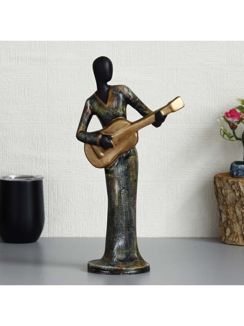 eCraftIndia Lady Playing Guitar Musical Instrument Antique Finish Handcrafted Decorative Polyresin Showpiece-picture-23