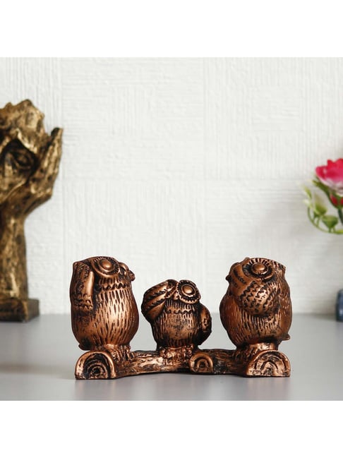 eCraftIndia 3 Owl Sitting on Branch Brown Handcrafted Polyresin Decorative Showpiece-picture-18