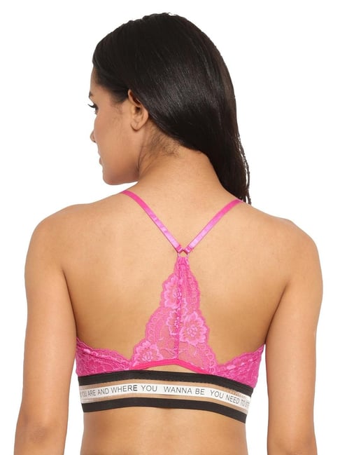 Buy N-Gal Pink Lace Non-Padded Bralette for Women Online @ Tata CLiQ