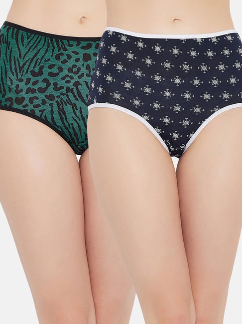 Clovia Navy Printed Hipster Panty (Pack of 2) Price in India