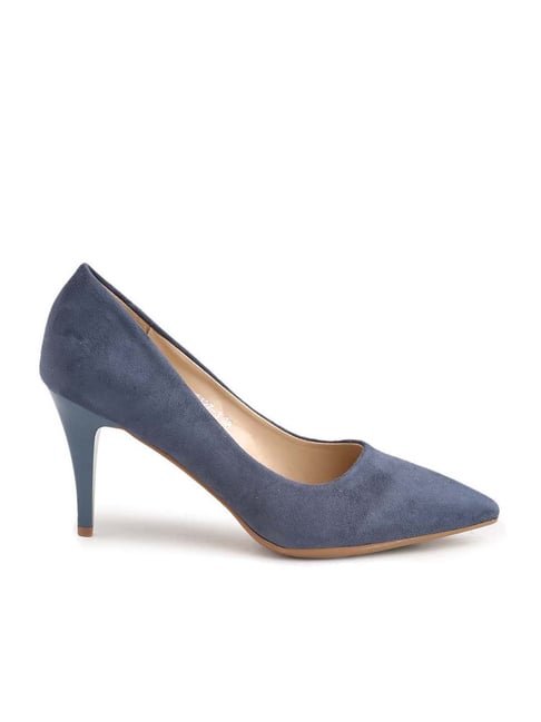 Flat N Heels Women's Blue Stiletto Pumps