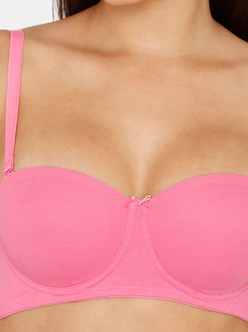 Buy Zivame Pink Under Wired Padded Demi Cup Bra for Women Online @ Tata CLiQ