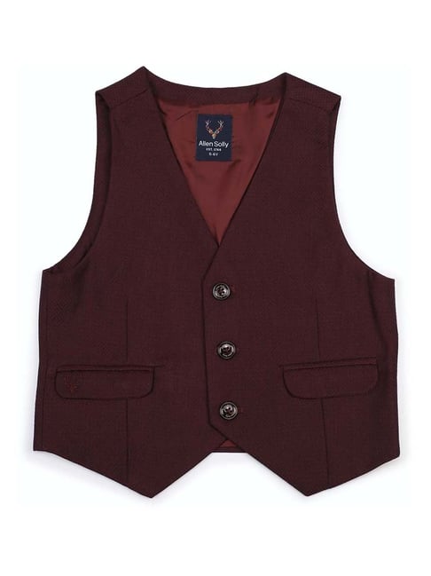 Allen Solly Junior Maroon Regular Fit Waistcoat