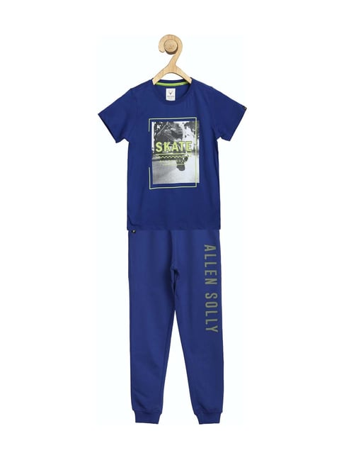 Allen Solly Junior Blue Cotton Printed T-Shirt & Joggers