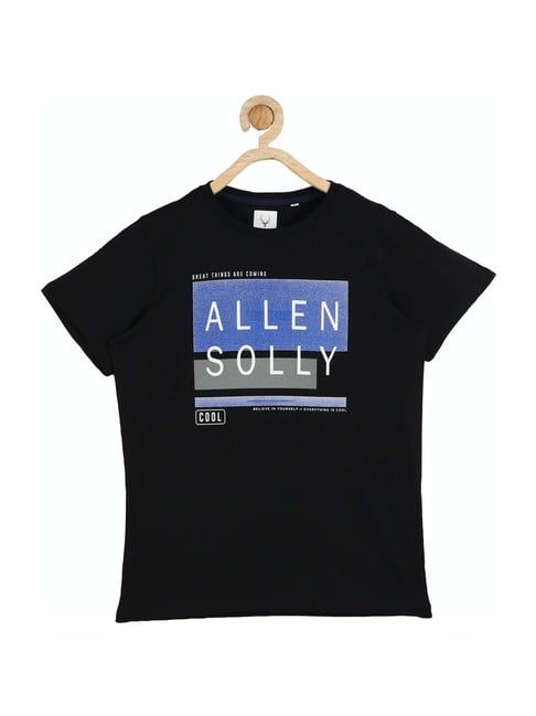 Allen Solly Junior Black Cotton Printed T-Shirt