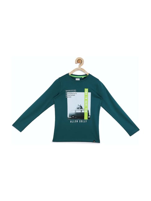 Allen Solly Junior Green Cotton Printed T-Shirt