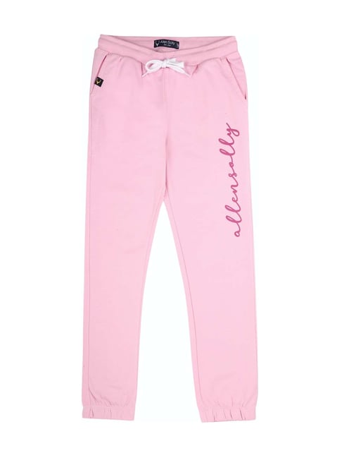 Allen Solly Junior Pink Cotton Logo Print Joggers