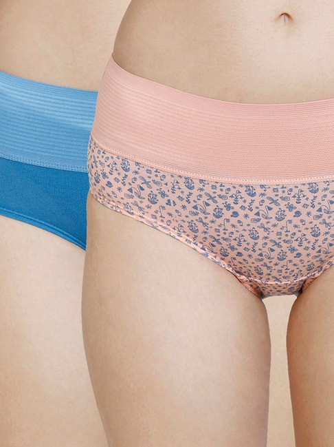 Buy Zivame Peach & Blue Printed Tummy Tucker Hipster Panty - Pack