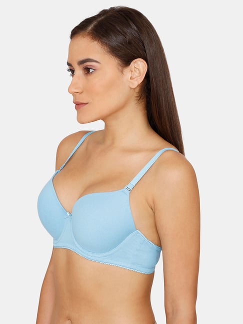 Rosaline by Zivame Blue Lace Half Coverage Double Layered Everyday Bra