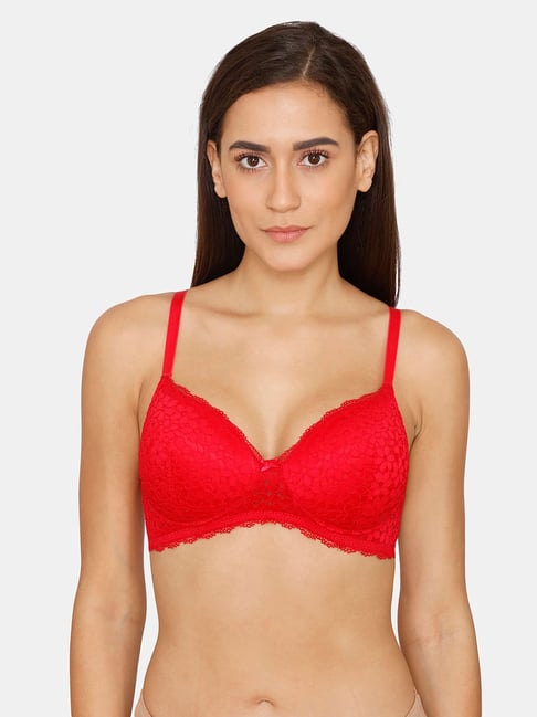 Zivame Red Non Wired Padded Full Coverage Bra