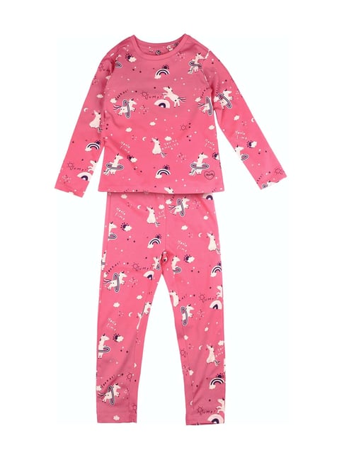 Buy Allen Solly Junior Pink Cotton Printed T Shirt Pyjamas for