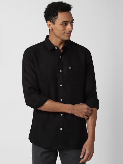 Black Linen Full Sleeve Shirt