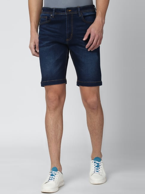 Peter England Navy Cotton Regular Fit Denim Shorts-picture-41