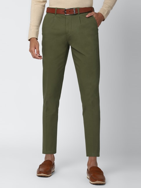 PLAYERZ Mens Slim Fit Formal Trouser Combo  Olive Green  Light Grey