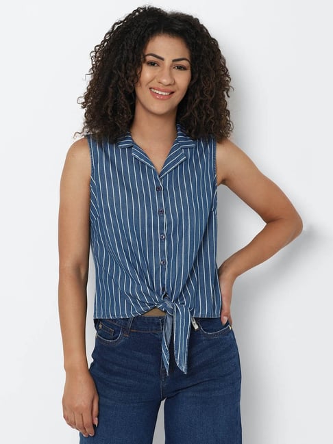 Solly by Allen Solly Blue Striped Shirt Price in India