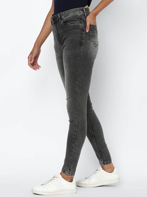 Solly by Allen Solly Grey Skinny Fit Lightly Washed Jeans