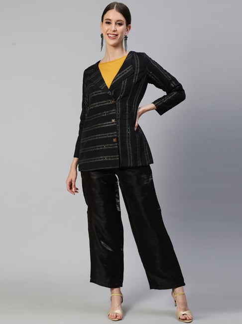 Buy Ishin Pink Striped Coat Trouser Set for Women Online  Tata CLiQ