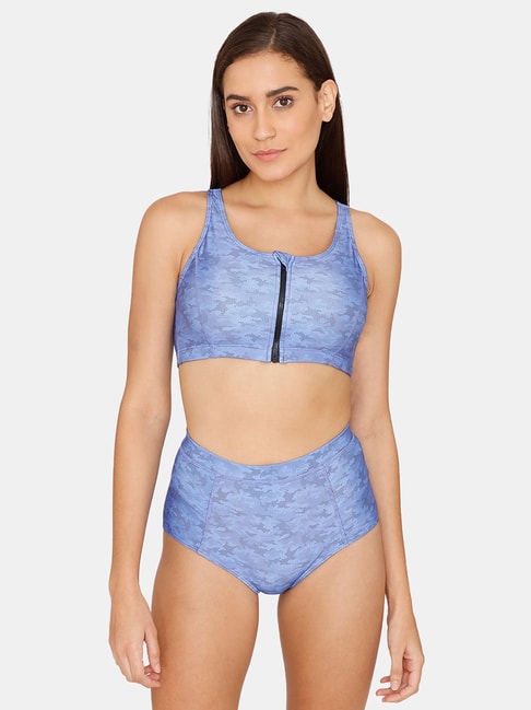 Zivame Blue Non Wired Padded Sports Bra