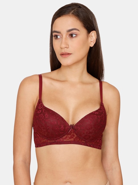 Buy RED LACY ADJUSTABLE STRAP PADDED BRA for Women Online in India