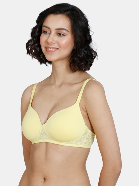 Buy Zivame Light Yellow Non Wired Padded T-Shirt Bra for Women