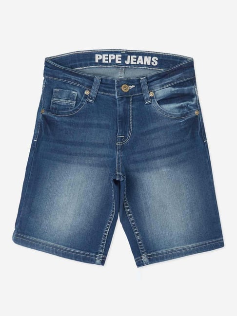 Pepe Jeans Kids Med Used Blue Washed Shorts