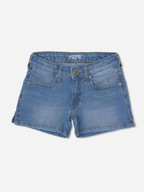 Pepe Jeans Kids Mid Wash Blue Washed Shorts