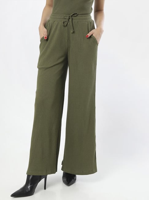 Buy Bewakoof Olive Relaxed Fit Trousers 