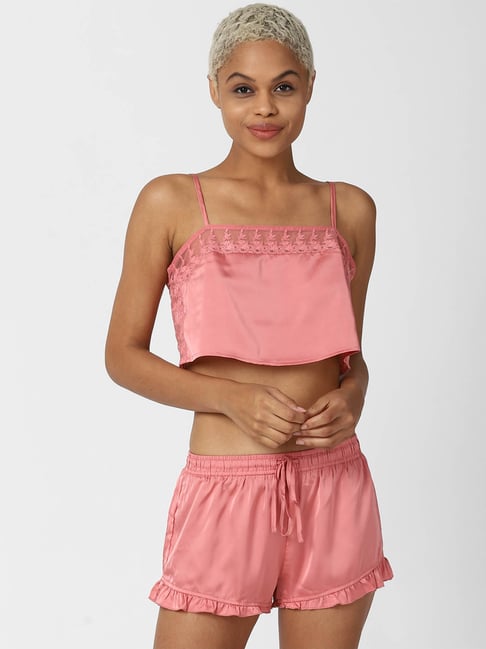 Buy Forever 21 Pink Lace Crop Cami Top 