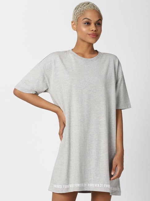 Forever 21 Grey Textured Regular Fit A Line Dress Price in India