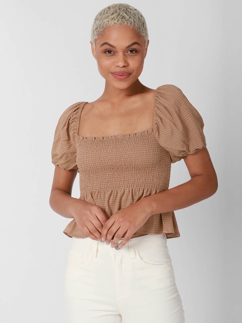 Forever 21 Brown Regular Fit Crop Top Price in India