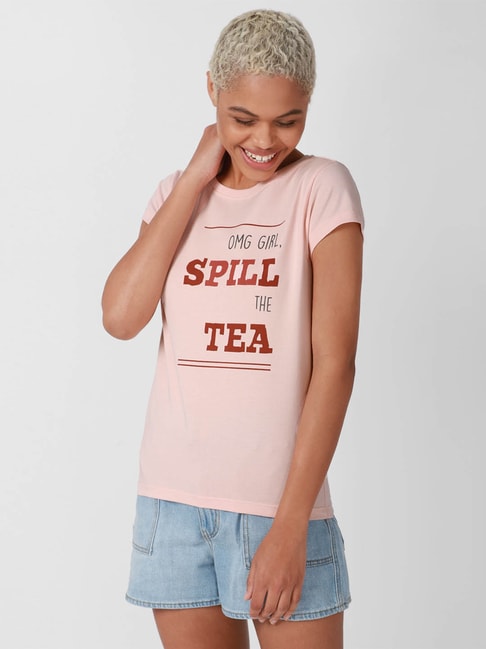 Forever 21 Pink Graphic Print T-Shirt Price in India
