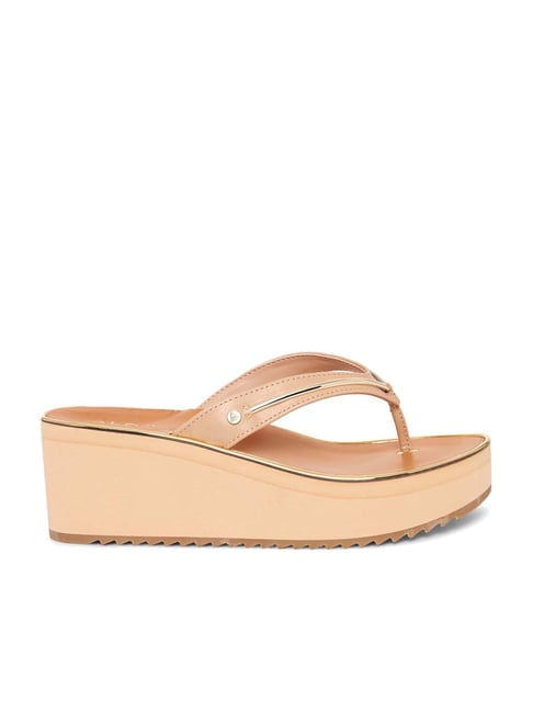 Aldo Women's Beige Thong Wedges