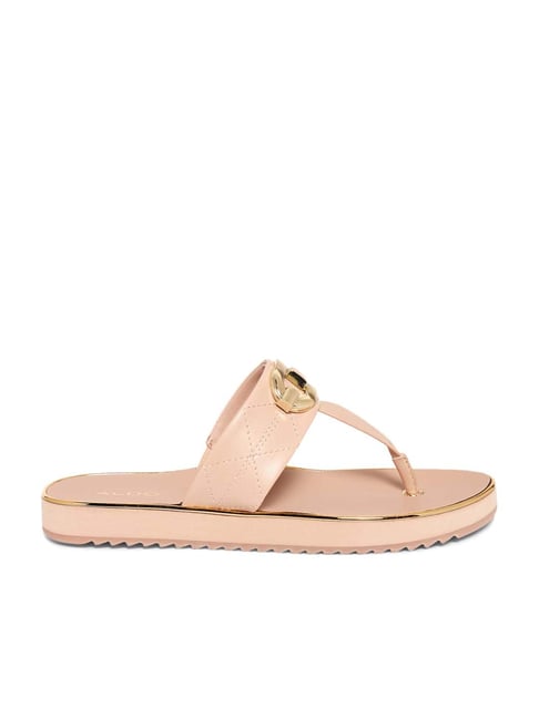 Aldo Women's Beige T-Strap Sandals