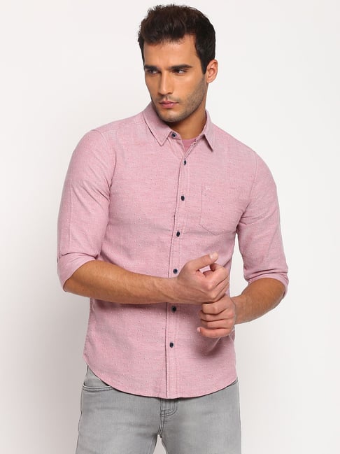 Buy Wrangler Peach Cotton Slim Fit 