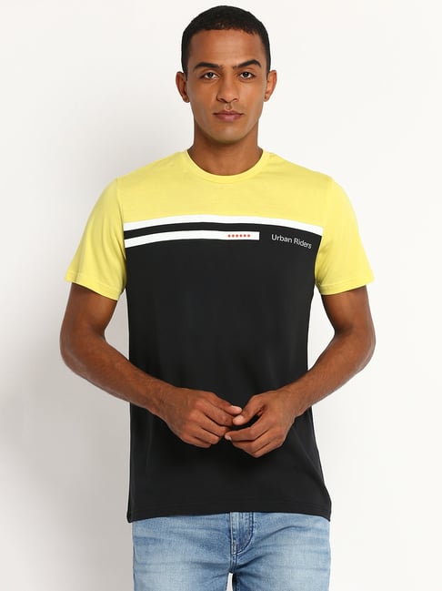 Buy Lee Lime Green Black Slim Fit Colour Block Polo T Shirt for