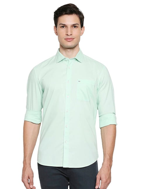 Buy Basics Sea Green Slim Fit Shirt for Men Online Tata CLiQ