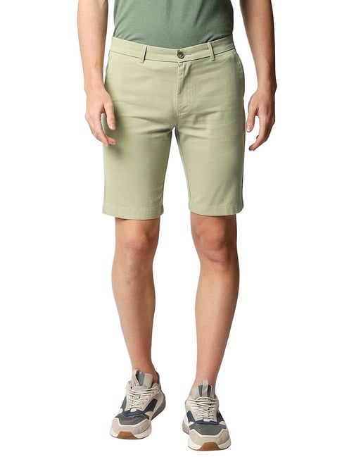Basics Comfort Fit Swamp Green Pure Cotton Twill Shorts-picture-15