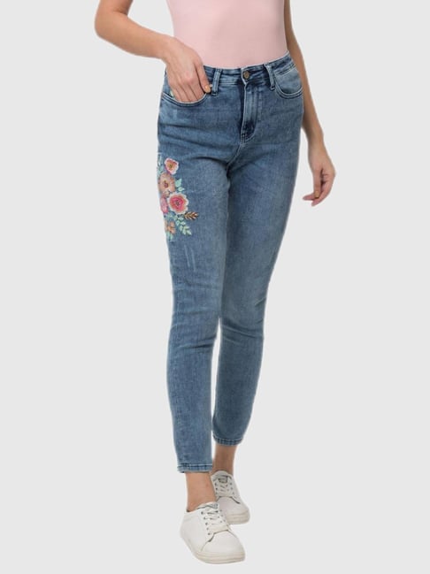 Buy Spykar Blue Embroidered Jeans for Women Online Tata CLiQ