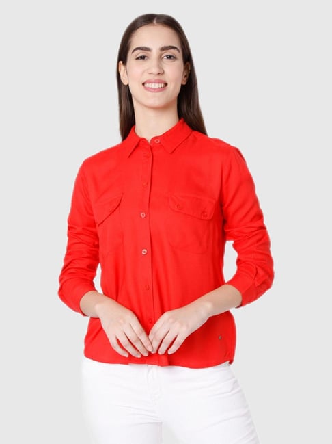 Spykar Red Regular Fit Shirt Price in India