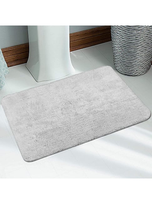Saral Home Abstract Light Grey Cotton Anti-Skid Bath Mat-image-39