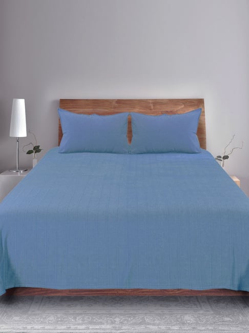 Saral Home Abstract Blue 155 TC Cotton King Sized Bed Sheet with 2 Pillow Covers-picture-22