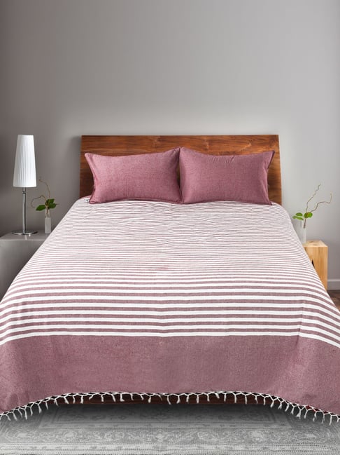 Saral Home Abstract Maroon 155 TC Cotton King Sized Bed Sheet with 2 Pillow Covers-picture-18