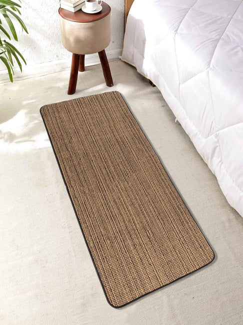 Saral Home Abstract Black Jute Anti Skid Runner