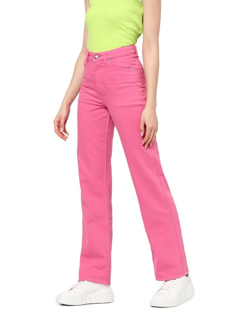 Women's Pink High-Waisted Jeans